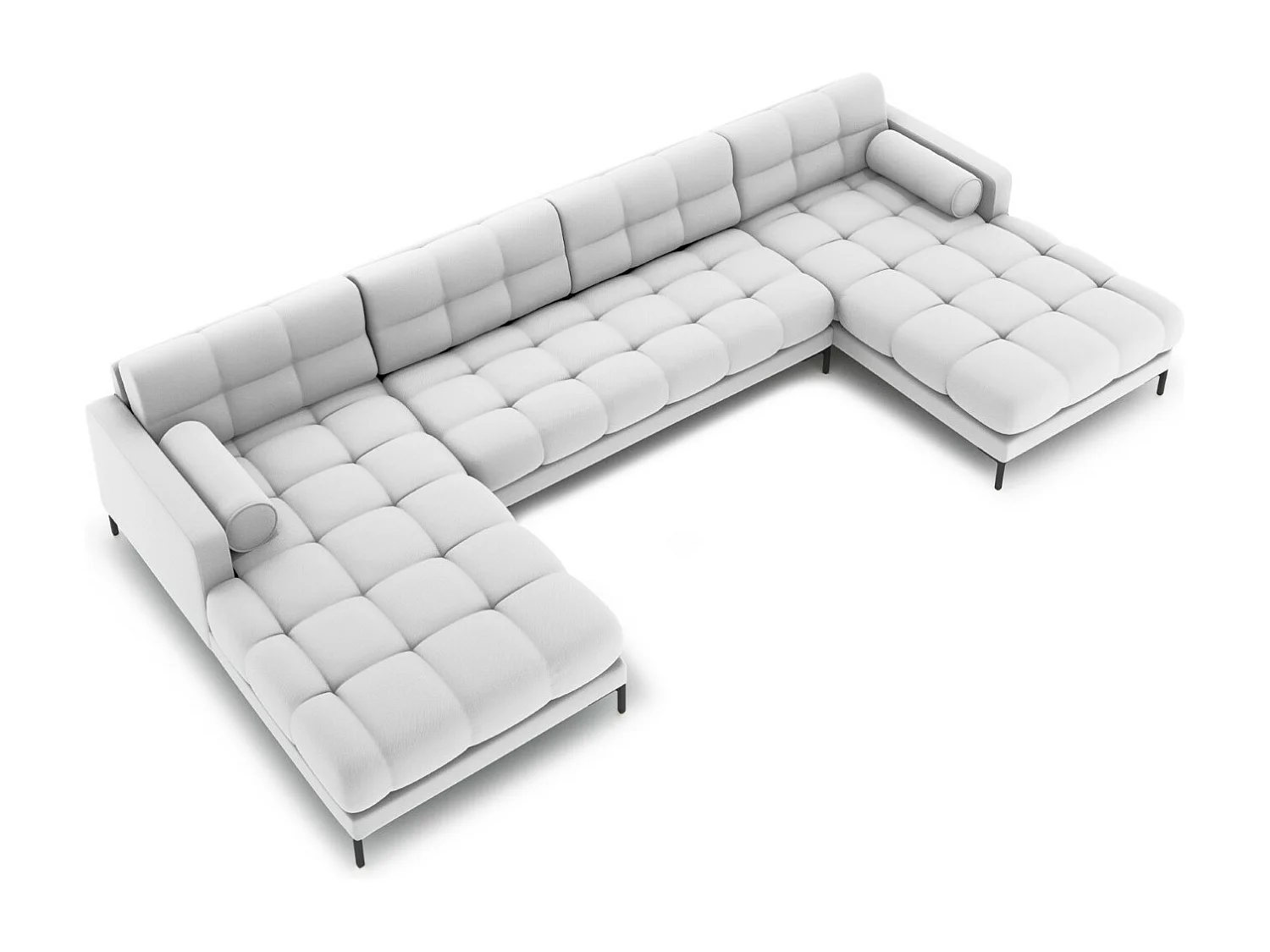Cosmopolitan Design - Sofa panoramiczna, "Bali" 7 miejsc tkanina strukturalna, szary jasny - 383x185x75cm 3745763 - obrazek 1