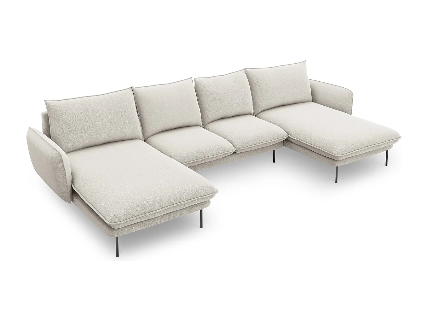 Cosmopolitan Design - Sofa panoramiczna, "Vienna" 6 miejsc tkanina strukturalna, beż jasny - 350x170x95cm 3745766 - obrazek 1