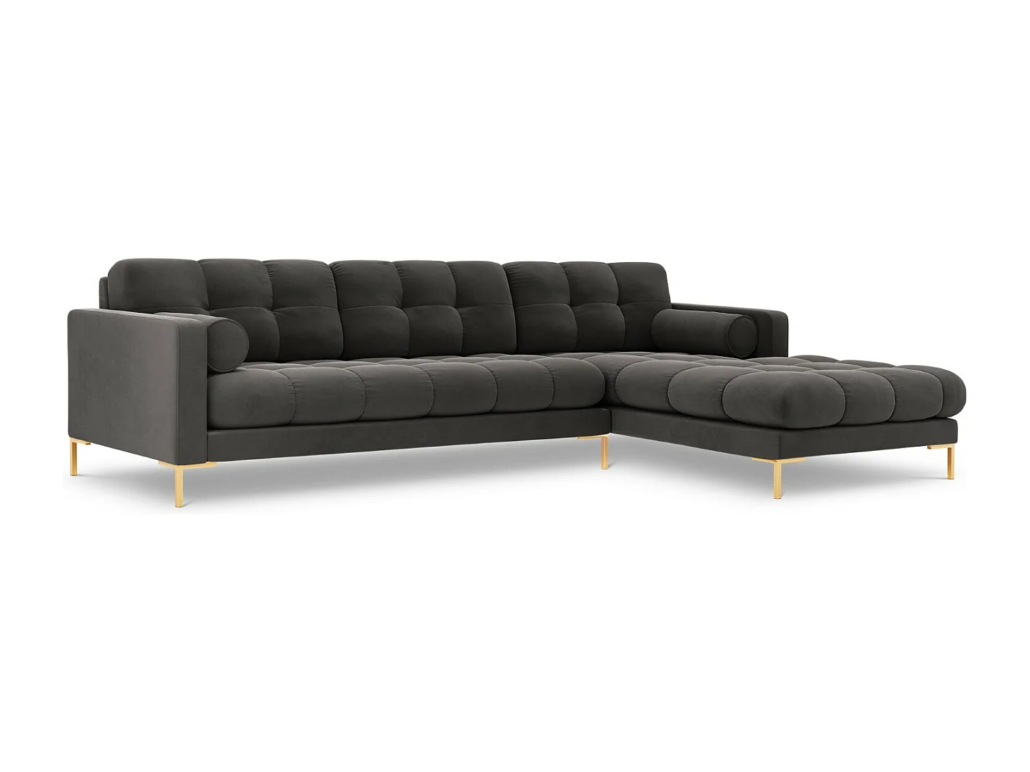 Cosmopolitan Design - Narożnik prawy, "Bali" 5 miejsc welur, szary ciemny - 293x185x75cm 3745769 - obrazek 1