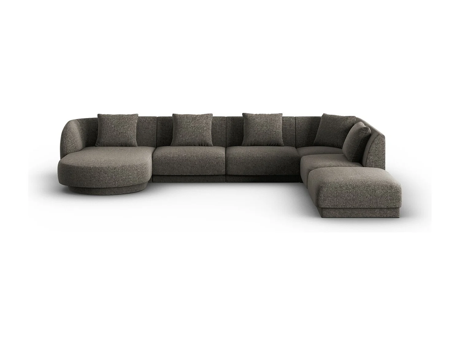 Cosmopolitan Design - Narożnik prawy panoramiczny, "Tulum" 6 miejsc szenil, szary - 330x255x70cm 3745784 - obrazek 1