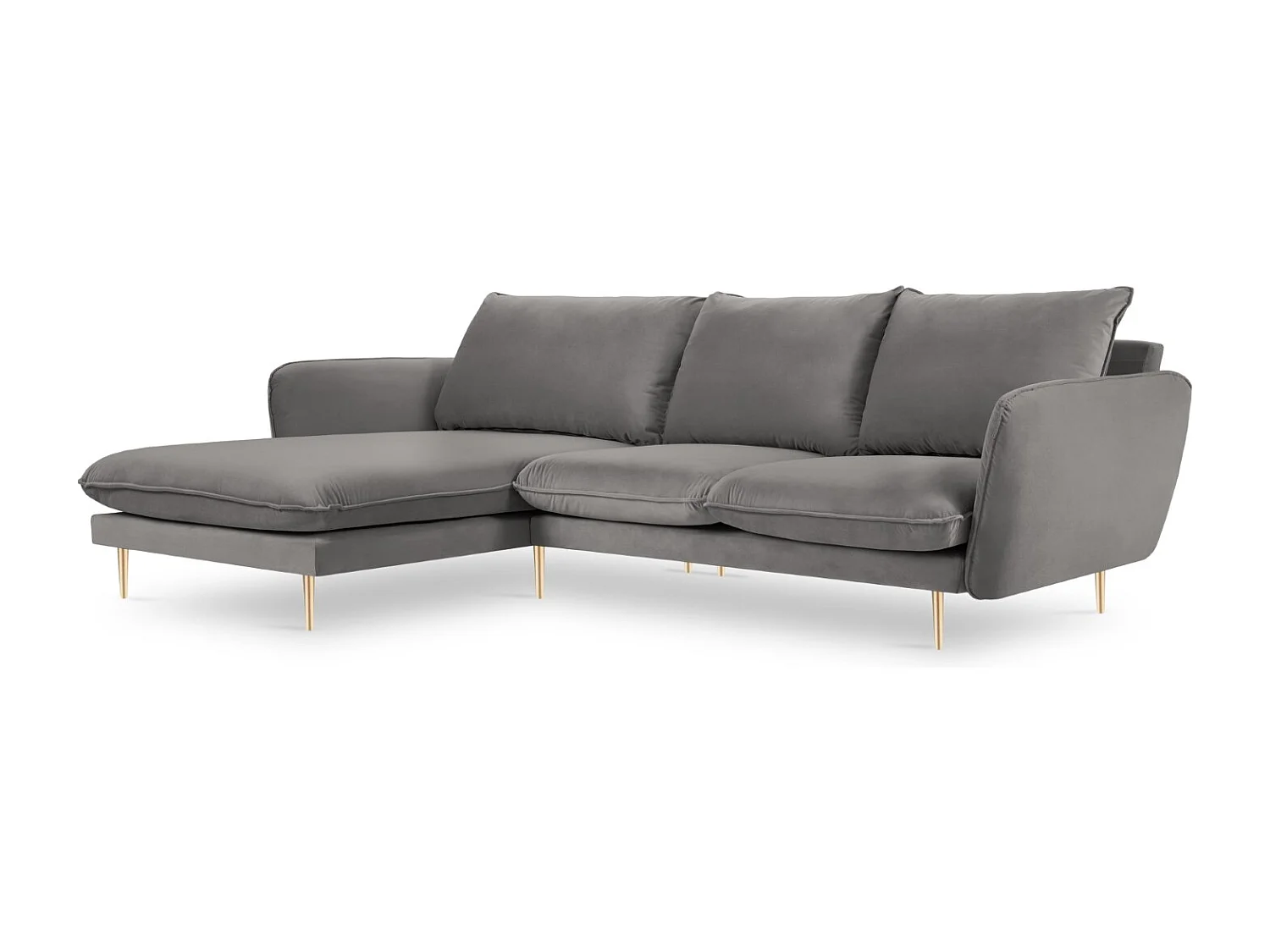 Cosmopolitan Design - Narożnik lewy, "Vienna" 5 miejsc welur, szary jasny - 255x170x95cm 3745812 - obrazek 1