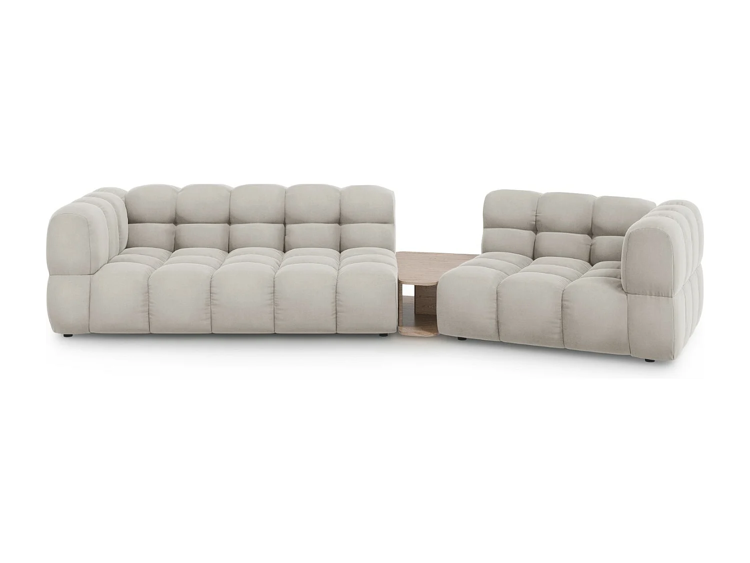 Cosmopolitan Design - Sofa modułowa bok prawy, "Sky" 3 miejsca welur, beż jasny - 353x148x75cm 3745829 - obrazek 1