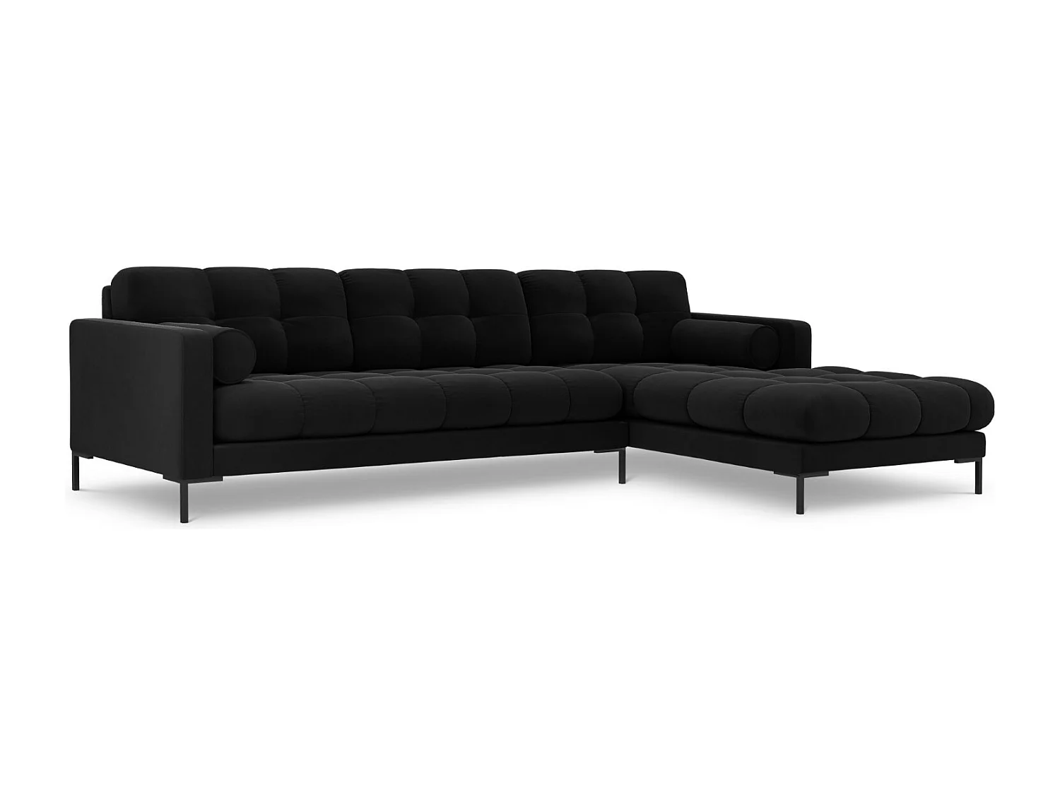 Cosmopolitan Design - Narożnik prawy, "Bali" 5 miejsc welur, czarny - 293x185x75cm 3745855 - obrazek 1