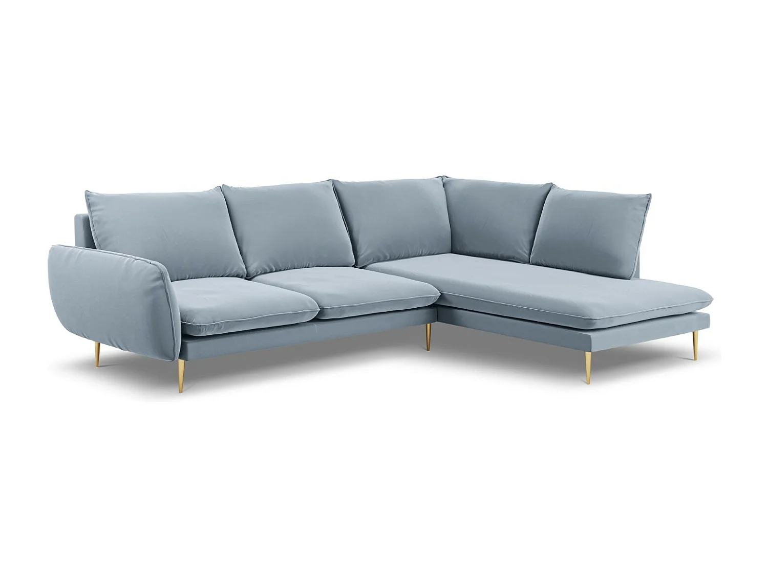 Cosmopolitan Design - Narożnik prawy, "Vienna" 6 miejsc welur, niebieski jasny - 275x185x95cm 3745859 - obrazek 1