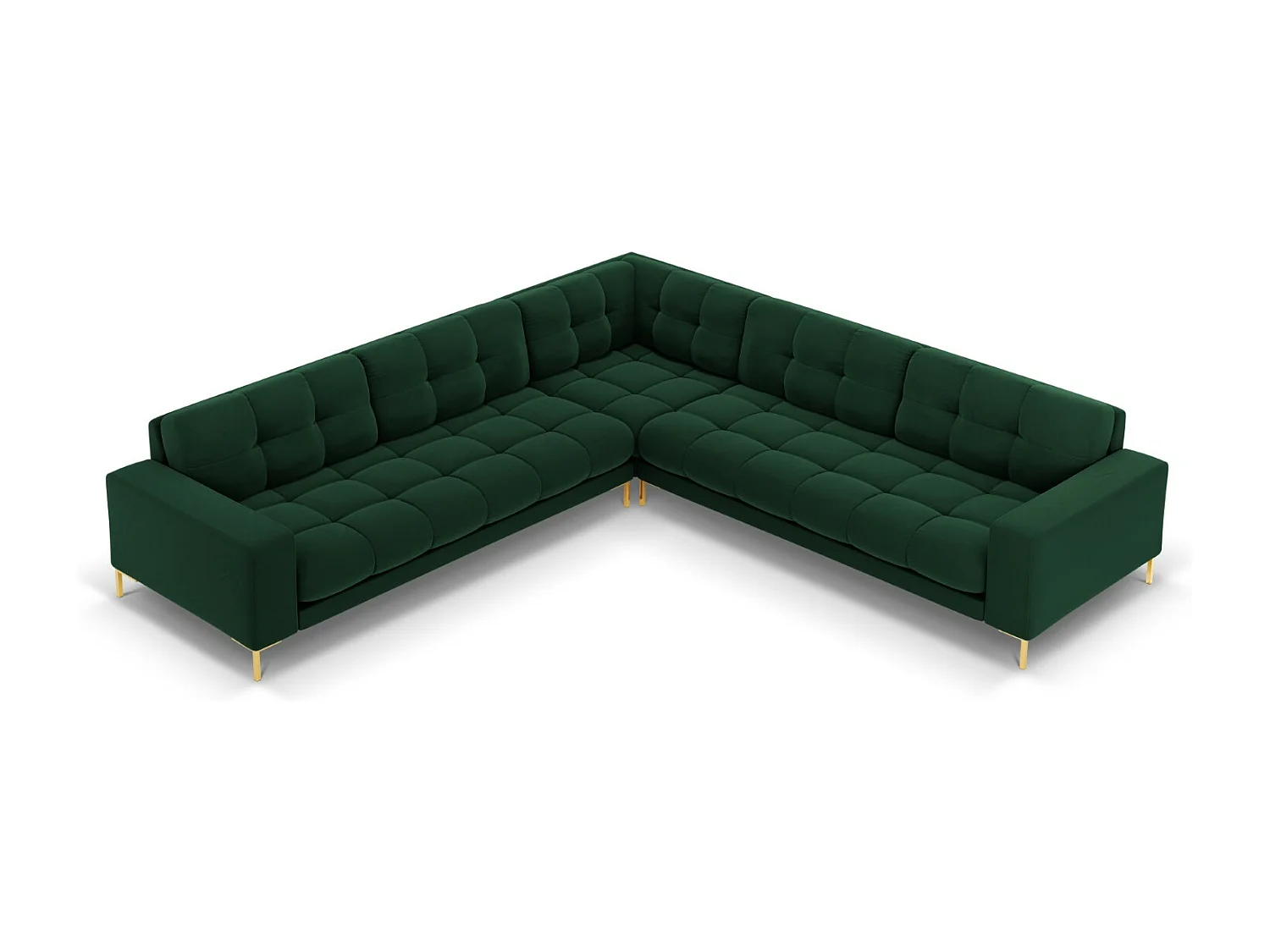 Cosmopolitan Design - Narożnik symetryczny, "Bali" 6 miejsc welur, zielony butelkowy - 256x256x75cm 3745862 - obrazek 1