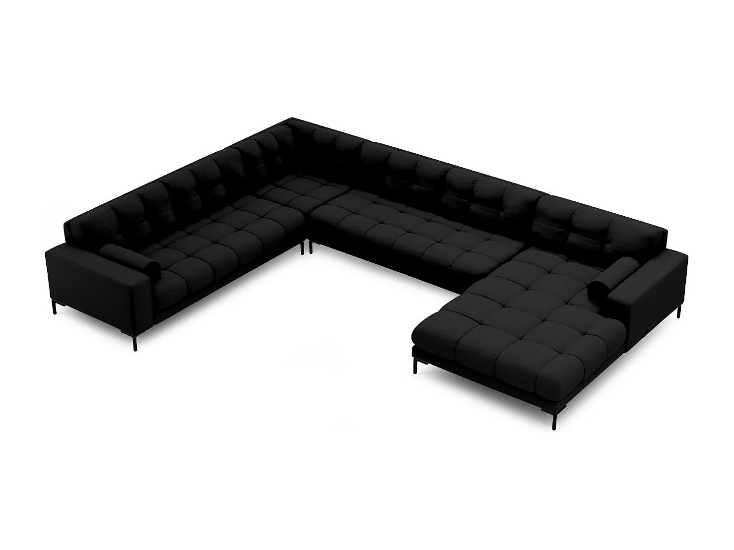 Cosmopolitan Design – Narożnik lewy panoramiczny, „Bali” 7 miejsc tkanina strukturalna, czarny – 327x256x75cm 3745876