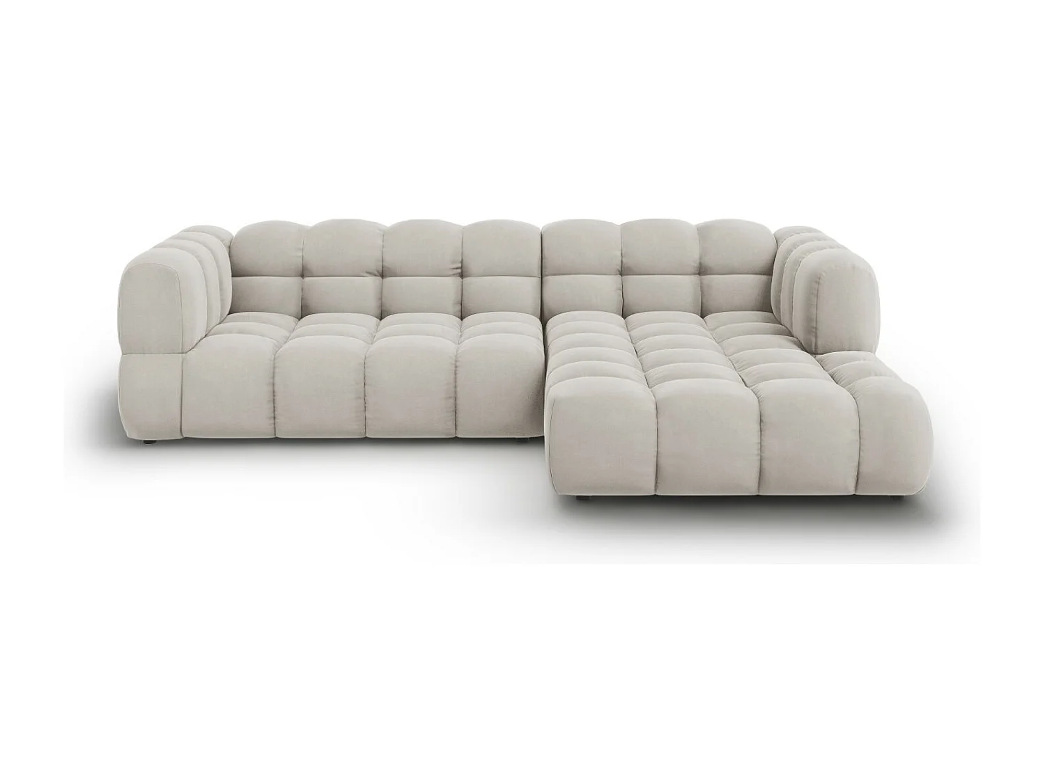 Cosmopolitan Design - Narożnik prawy panoramiczny, "Sky" 4 miejsca welur, beż jasny - 272x162x75cm 3745902 - obrazek 1
