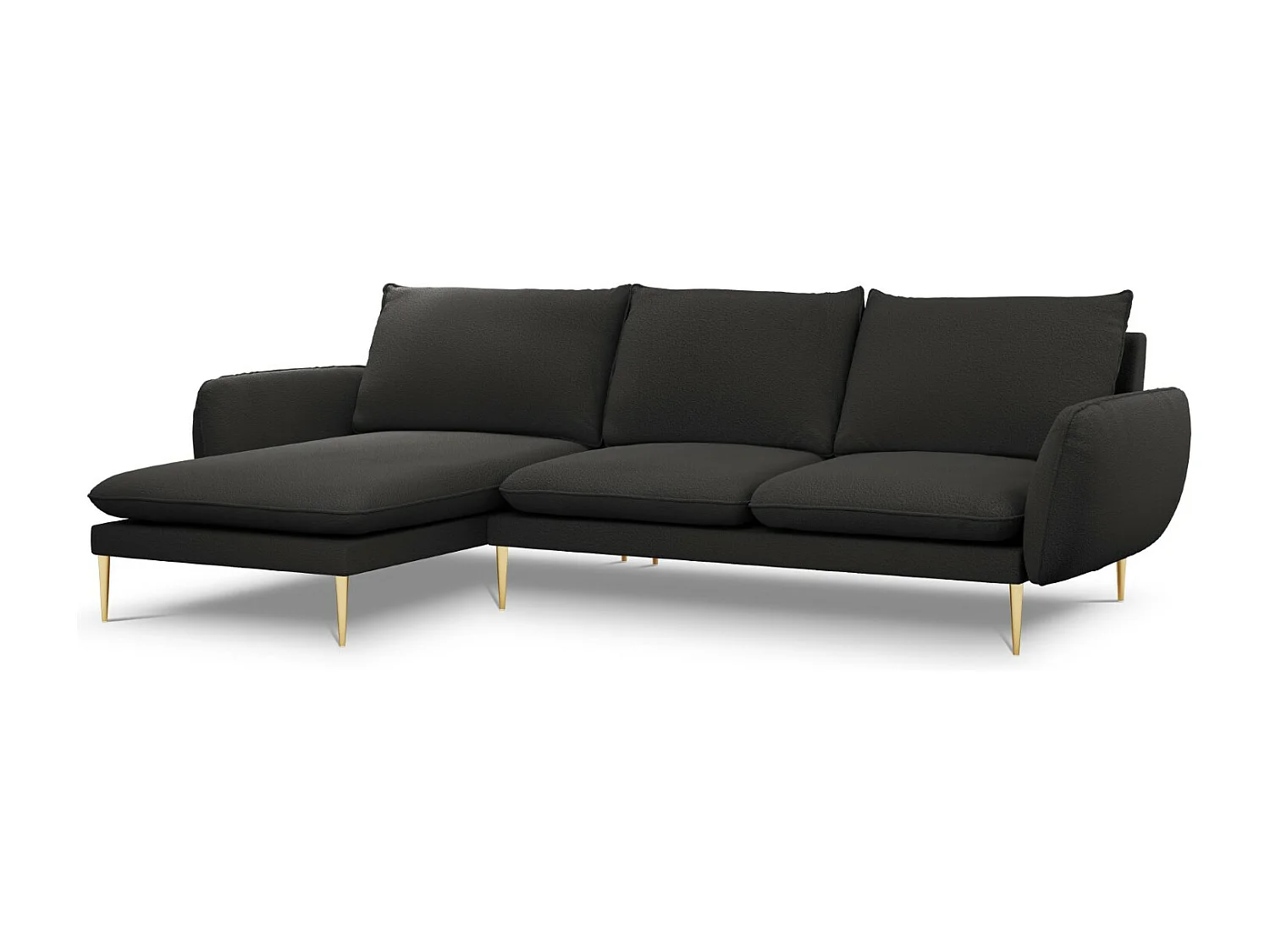 Cosmopolitan Design - Narożnik lewy, "Vienna" 5 miejsc boucle, czarny - 255x170x95cm 3745914 - obrazek 1