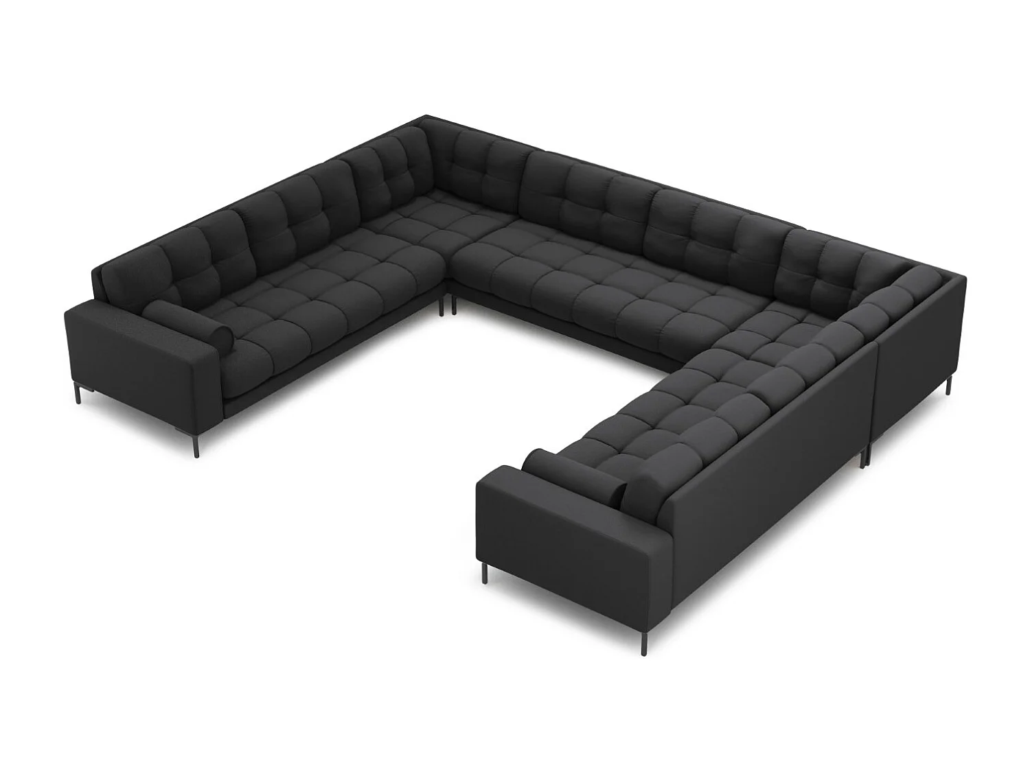 Cosmopolitan Design - Sofa panoramiczna, "Bali" 9 miejsc tkanina strukturalna, szary ciemny - 327x256x75cm 3745935 - obrazek 1