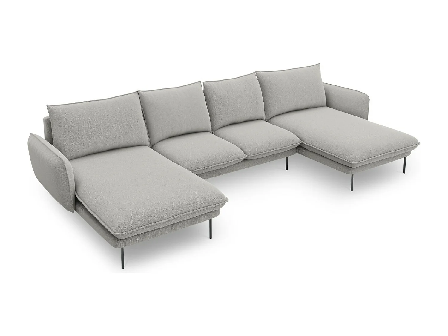 Cosmopolitan Design - Sofa panoramiczna, "Vienna" 6 miejsc tkanina strukturalna, szary jasny - 350x170x95cm 3745934 - obrazek 1
