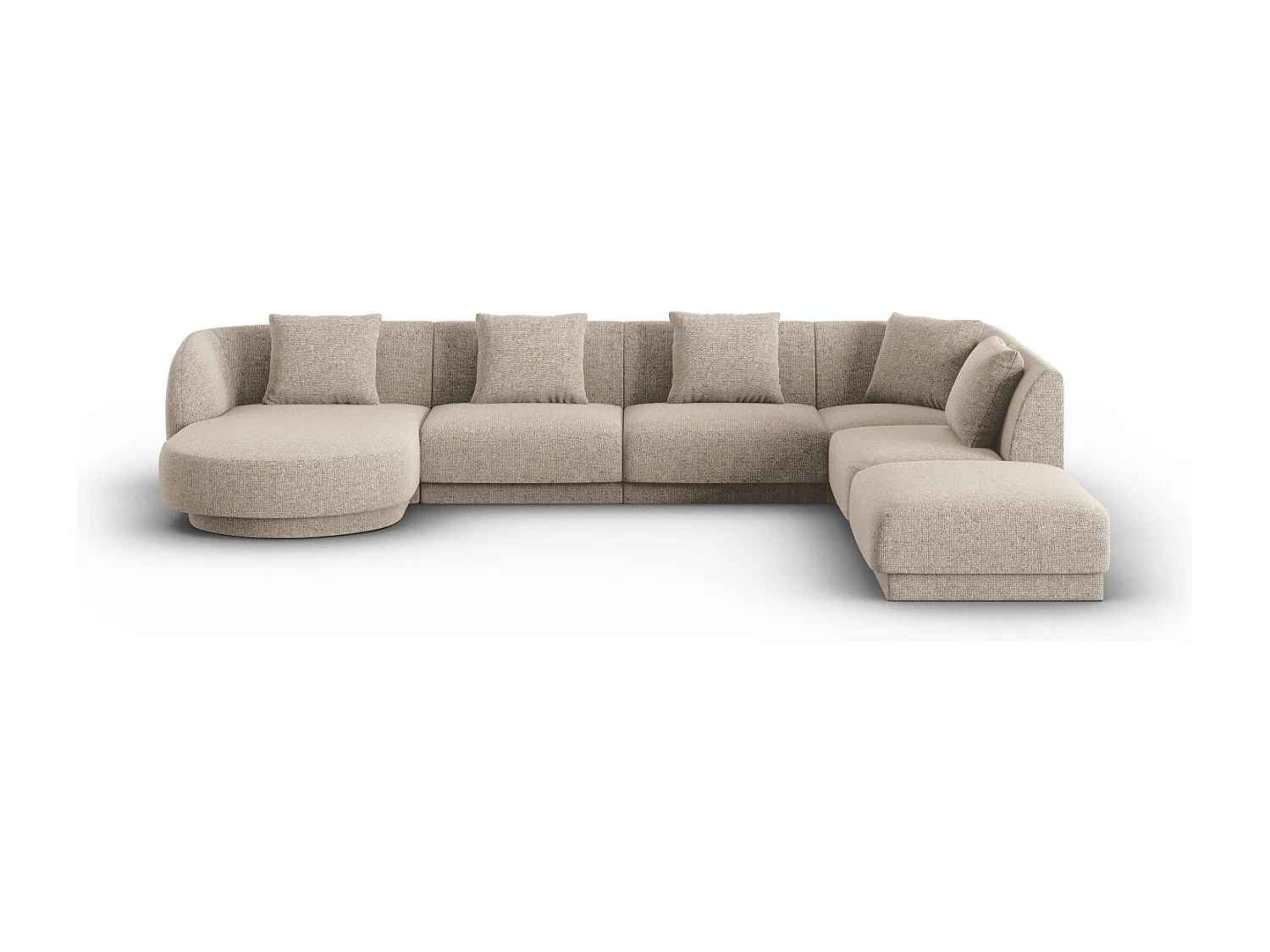 Cosmopolitan Design - Narożnik prawy panoramiczny, "Tulum" 6 miejsc szenil, beż - 330x255x70cm 3745937 - obrazek 1