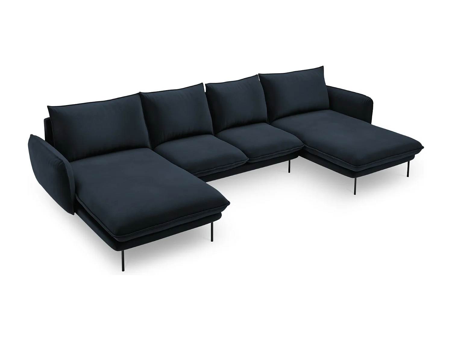 Cosmopolitan Design - Sofa panoramiczna, "Vienna" 6 miejsc welur, niebieski ciemny - 350x170x95cm 3745939 - obrazek 1