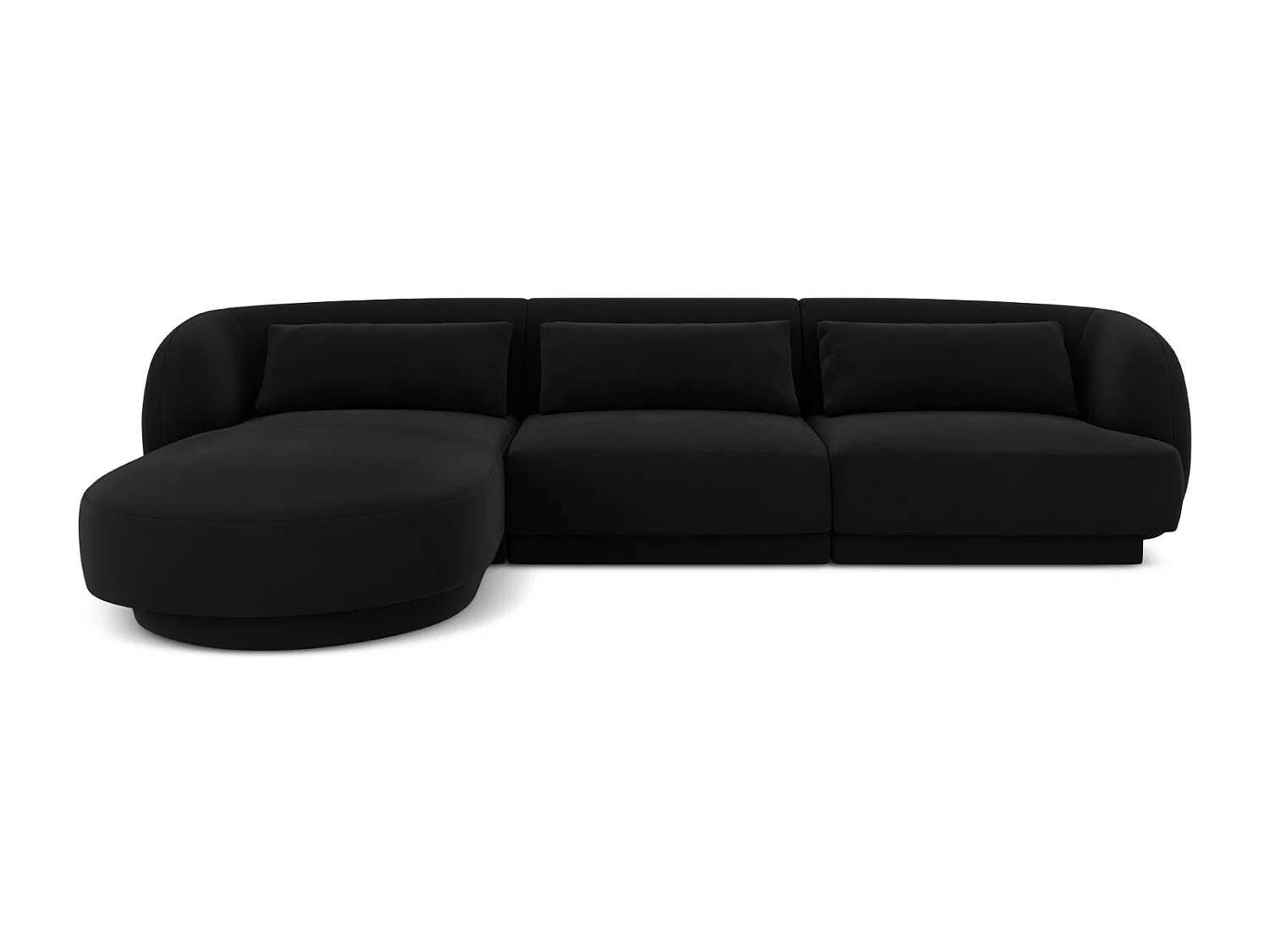 Cosmopolitan Design - Narożnik lewy, "Tulum" 4 miejsca welur, czarny - 255x156x70cm 3745949 - obrazek 1