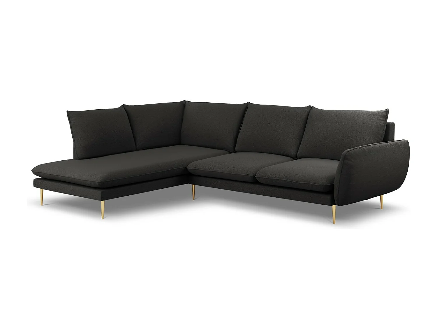 Cosmopolitan Design - Narożnik lewy, "Vienna" 6 miejsc boucle, czarny - 275x185x95cm 3745975 - obrazek 1