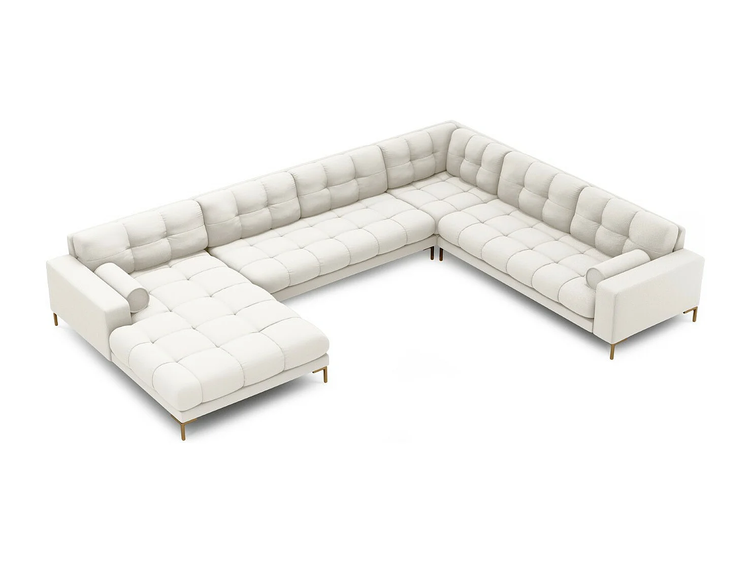 Cosmopolitan Design - Narożnik prawy panoramiczny, "Bali" 7 miejsc tkanina strukturalna, beż jasny - 327x256x75cm 3745977 - obrazek 1