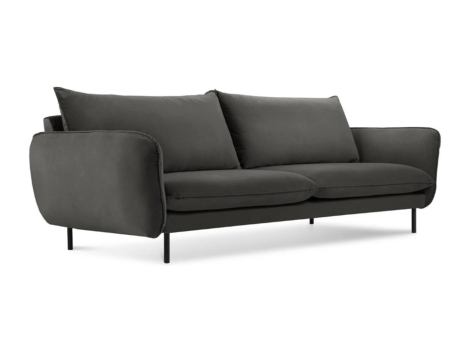 Cosmopolitan Design - Sofa, "Vienna" 3 miejsca welur, szary ciemny - 200x92x95cm 3745988 - obrazek 1