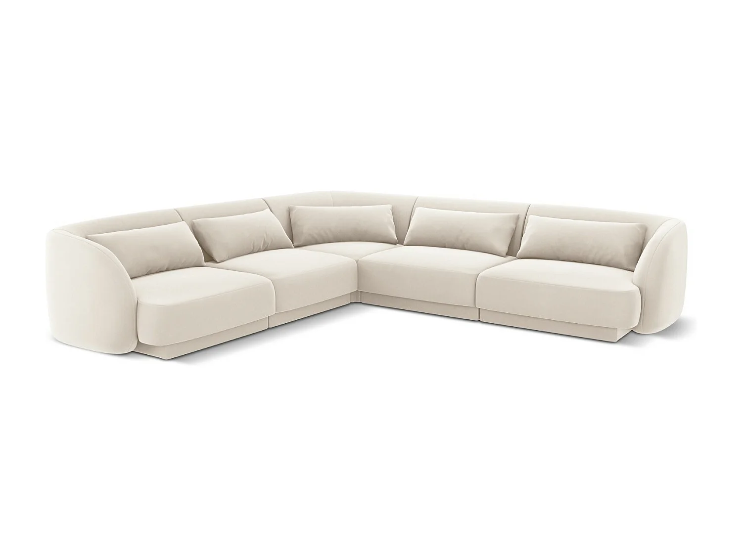 Cosmopolitan Design - Narożnik symetryczny, "Tulum" 5 miejsc welur, beż jasny - 255x255x70cm 3746009 - obrazek 1