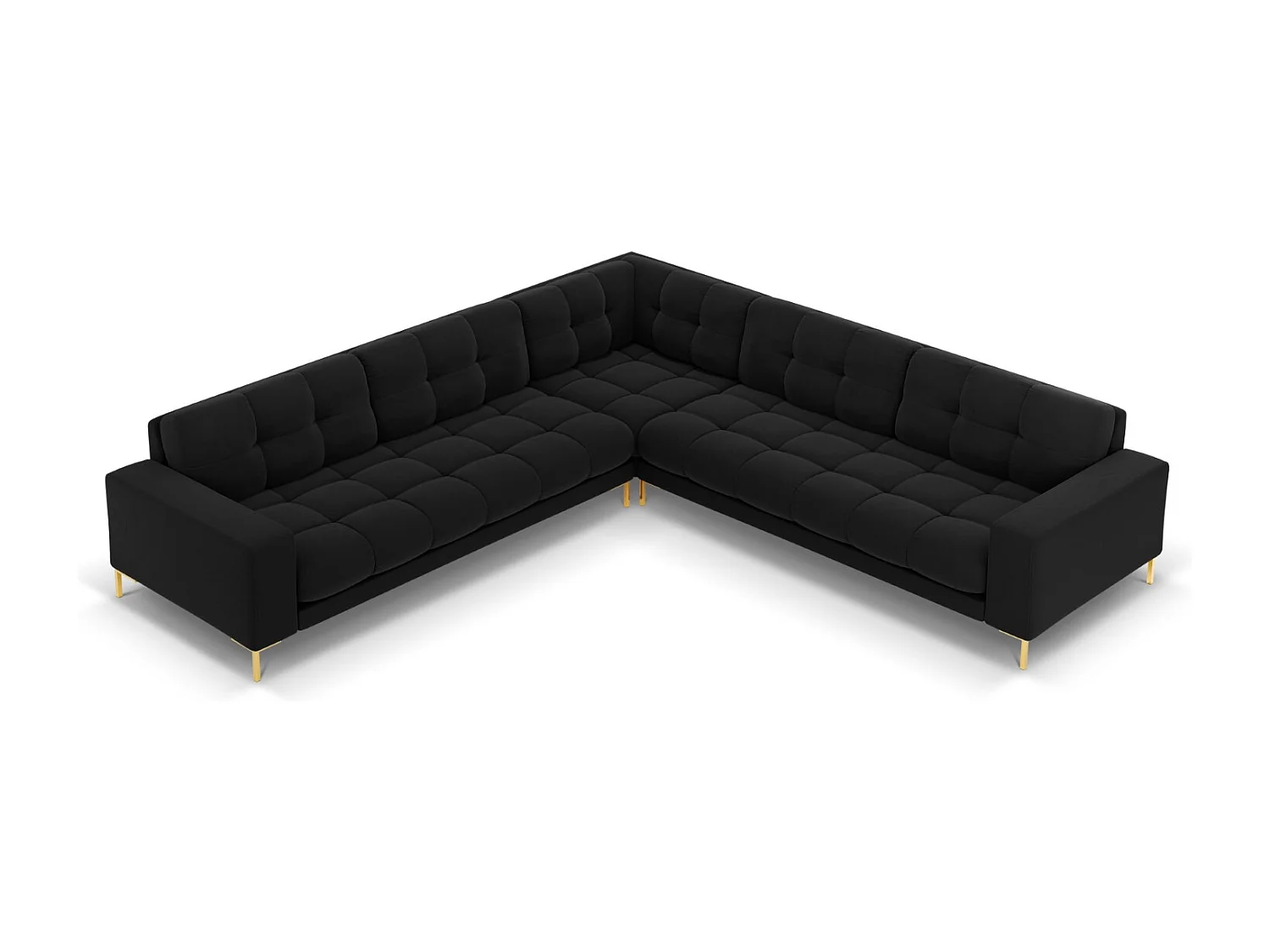 Cosmopolitan Design - Narożnik symetryczny, "Bali" 6 miejsc welur, czarny - 256x256x75cm 3746035 - obrazek 1