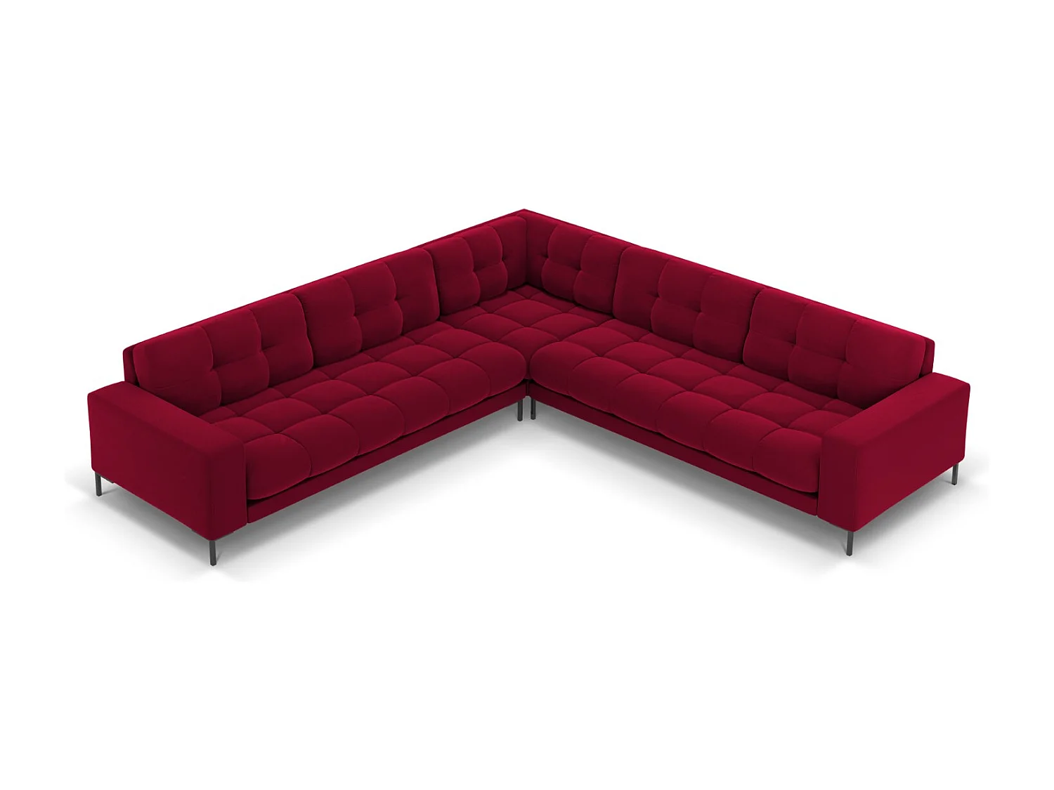 Cosmopolitan Design - Narożnik symetryczny, "Bali" 6 miejsc welur, czerwony - 256x256x75cm 3746040 - obrazek 1