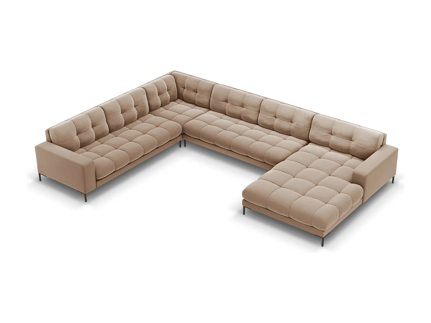 Cosmopolitan Design – Narożnik lewy panoramiczny, „Bali” 7 miejsc welur, beż – 327x256x75cm 3746048