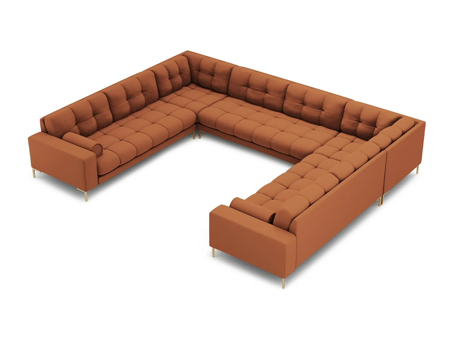 Cosmopolitan Design - Sofa panoramiczna, "Bali" 9 miejsc tkanina strukturalna, cegła - 327x256x75cm 3746056 - obrazek 1