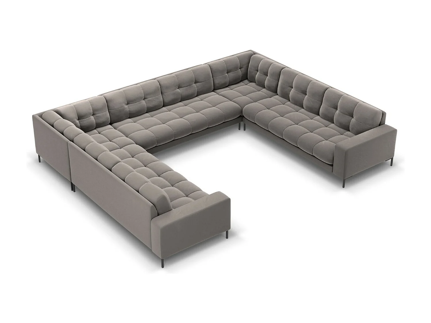 Cosmopolitan Design - Sofa panoramiczna, "Bali" 9 miejsc welur, szary jasny - 327x256x75cm 3746064 - obrazek 1