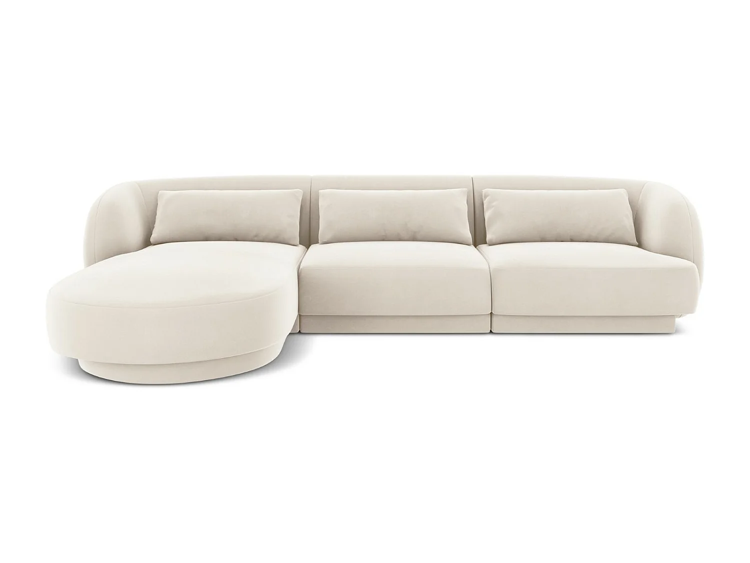Cosmopolitan Design - Narożnik lewy, "Tulum" 4 miejsca welur, beż jasny - 255x156x70cm 3746068 - obrazek 1