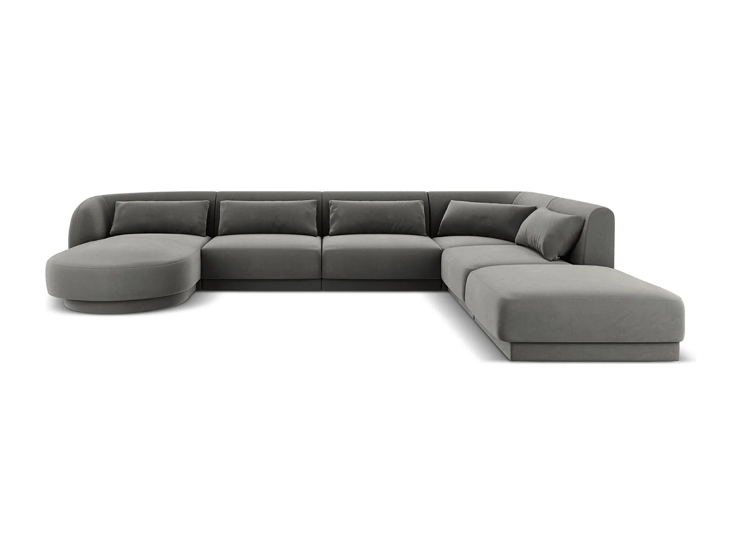 Cosmopolitan Design - Narożnik prawy panoramiczny, "Tulum" 6 miejsc welur, szary jasny - 330x255x70cm 3746074 - obrazek 1