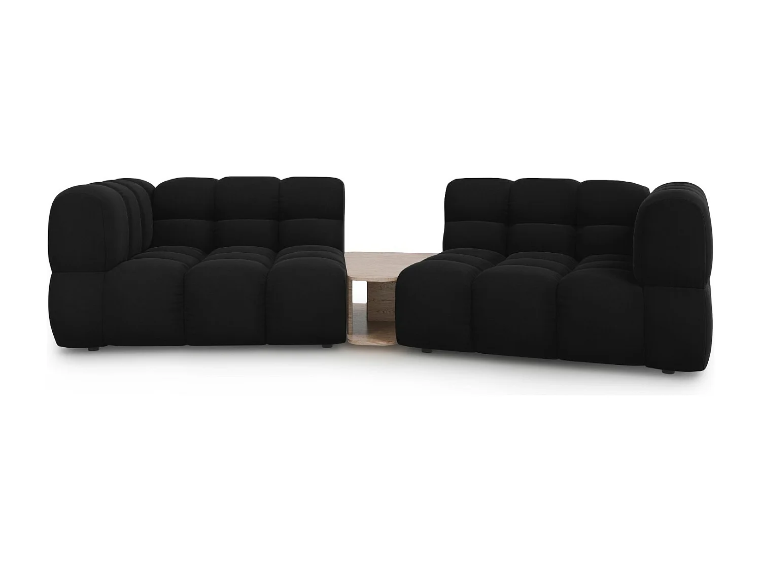 Cosmopolitan Design - Sofa modułowa, "Sky" 2 miejsca welur, czarny - 280x148x75cm 3746080 - obrazek 1
