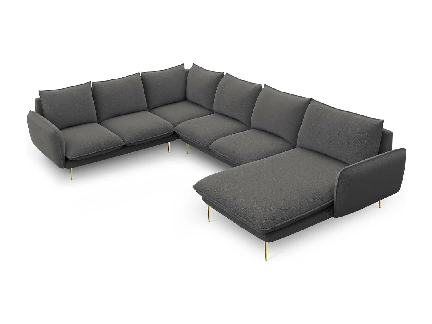 Cosmopolitan Design – Narożnik lewy panoramiczny, „Vienna” 7 miejsc tkanina strukturalna, szary ciemny – 330x235x95cm 3746081