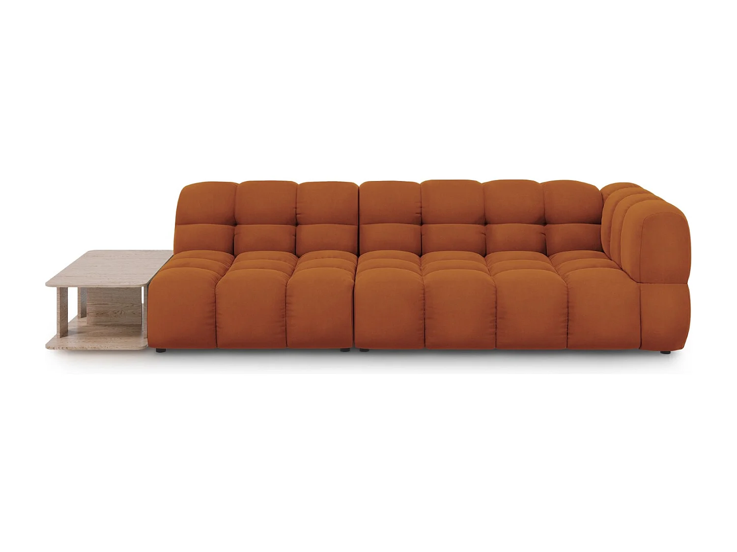 Cosmopolitan Design - Sofa modułowa bok lewy, "Sky" 4 miejsca welur, terakota - 297x102x75cm 3746084 - obrazek 1
