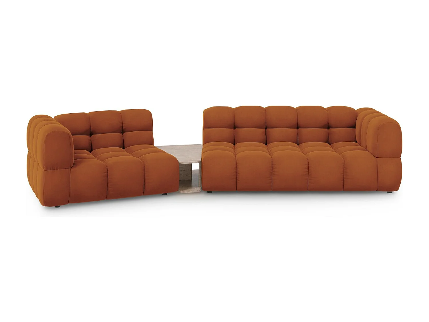 Cosmopolitan Design - Sofa modułowa bok lewy, "Sky" 3 miejsca welur, terakota - 353x148x75cm 3746086 - obrazek 1