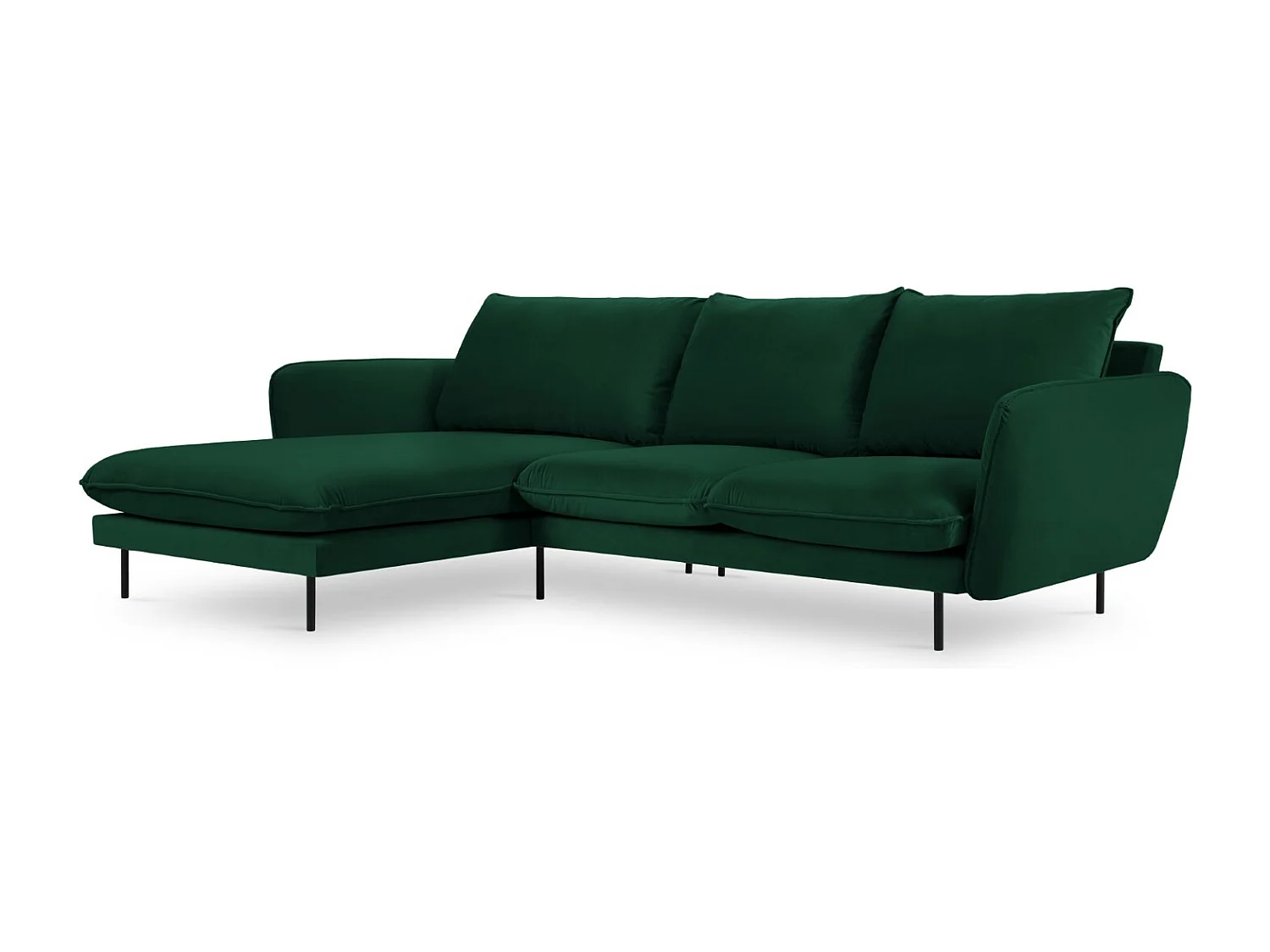 Cosmopolitan Design - Narożnik lewy, "Vienna" 5 miejsc welur, zielony butelkowy - 255x170x95cm 3746106 - obrazek 1