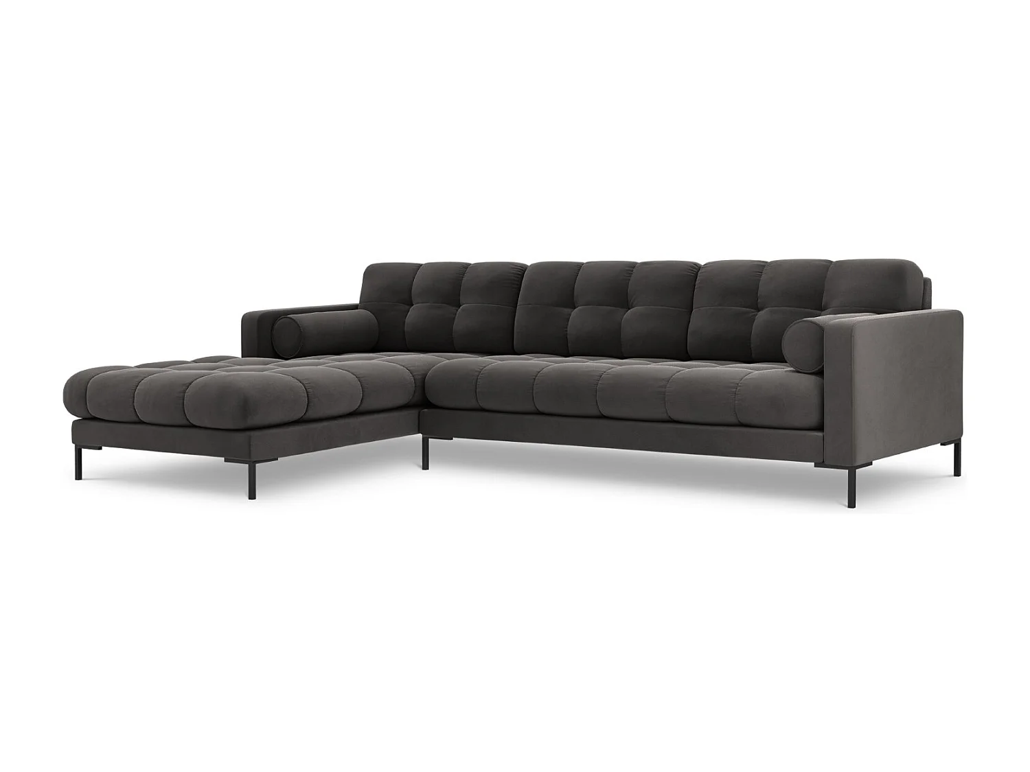 Cosmopolitan Design - Narożnik lewy, "Bali" 5 miejsc welur, szary ciemny - 293x185x75cm 3746117 - obrazek 1