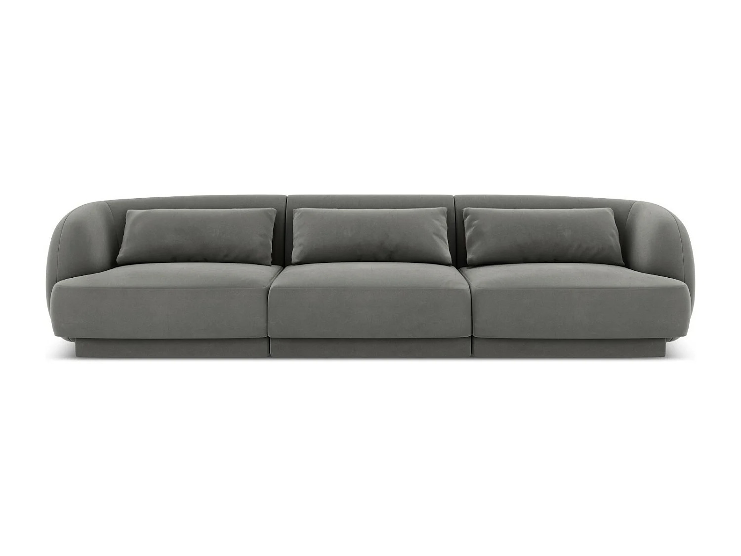 Cosmopolitan Design - Sofa, "Tulum" 3 miejsca welur, szary jasny - 255x90x70cm 3746133 - obrazek 1