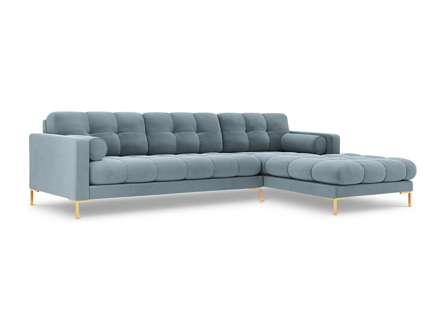 Cosmopolitan Design - Narożnik prawy, "Bali" 5 miejsc welur, niebieski jasny - 293x185x75cm 3746177 - obrazek 1