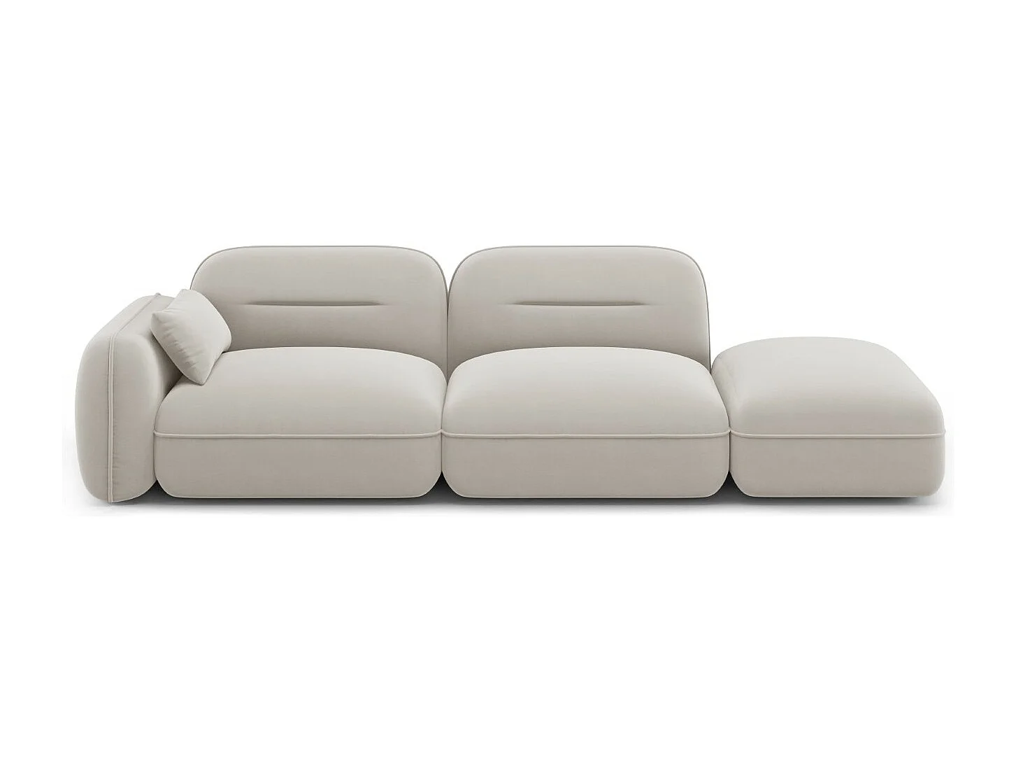 Cosmopolitan Design - Sofa modułowa bok prawy, "Sydney" 3 miejsca welur, beż jasny - 295x90x70cm 3746184 - obrazek 1