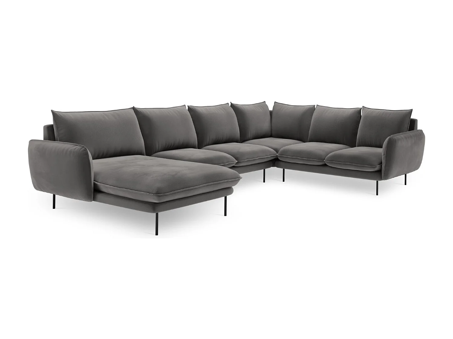 Cosmopolitan Design - Narożnik prawy panoramiczny, "Vienna" 7 miejsc welur, szary jasny - 330x235x95cm 3746201 - obrazek 1