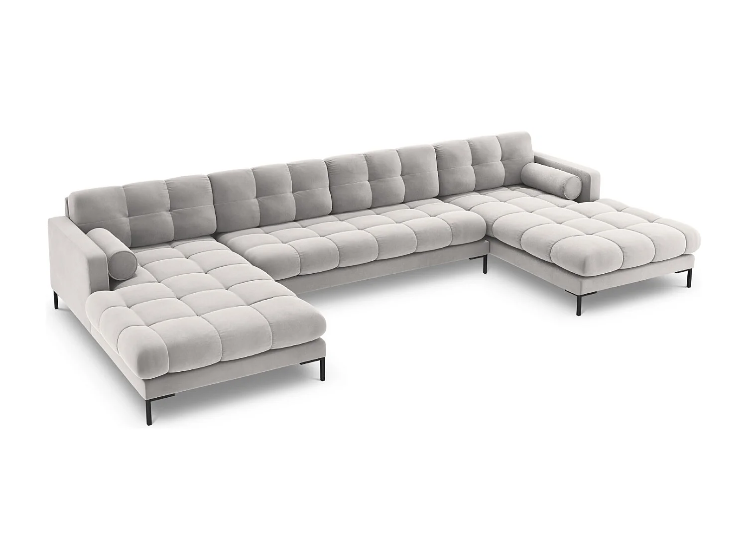 Cosmopolitan Design - Sofa panoramiczna, "Bali" 7 miejsc welur, srebrny - 383x185x75cm 3746198 - obrazek 1