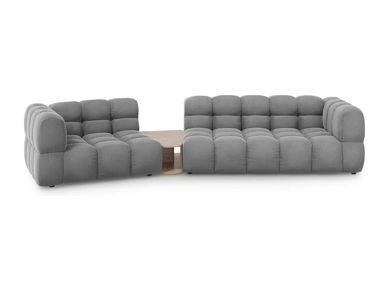 Cosmopolitan Design - Sofa modułowa bok lewy, "Sky" 3 miejsca welur, szary jasny - 353x148x75cm 3746207 - obrazek 1