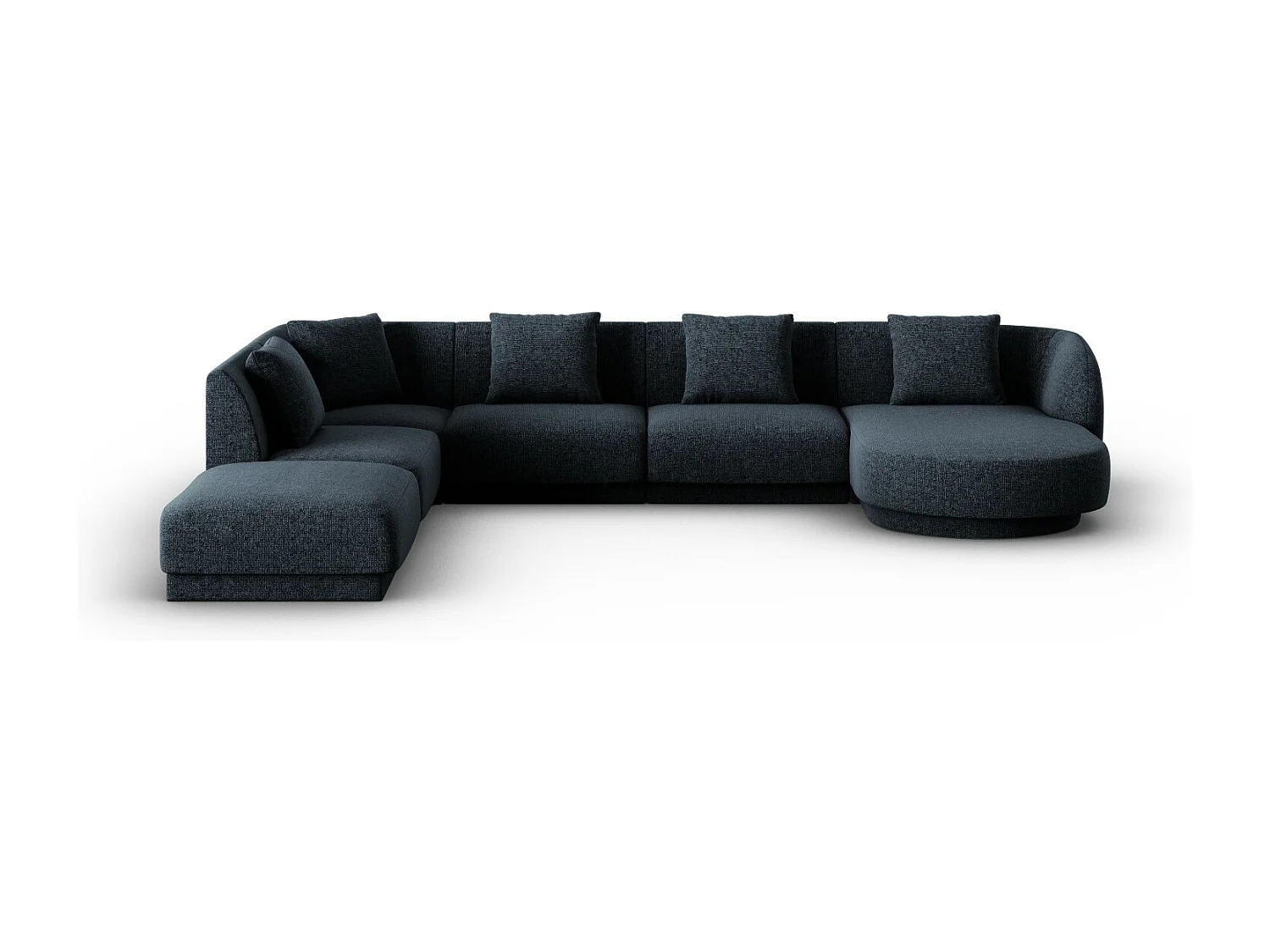 Cosmopolitan Design – Narożnik lewy panoramiczny, „Tulum” 6 miejsc szenil, błękit królewski – 330x255x70cm 3746217