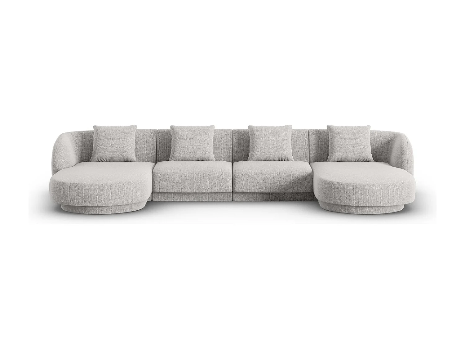 Cosmopolitan Design - Sofa panoramiczna, "Tulum" 5 miejsc szenil, szary jasny - 330x156x70cm 3746223 - obrazek 1