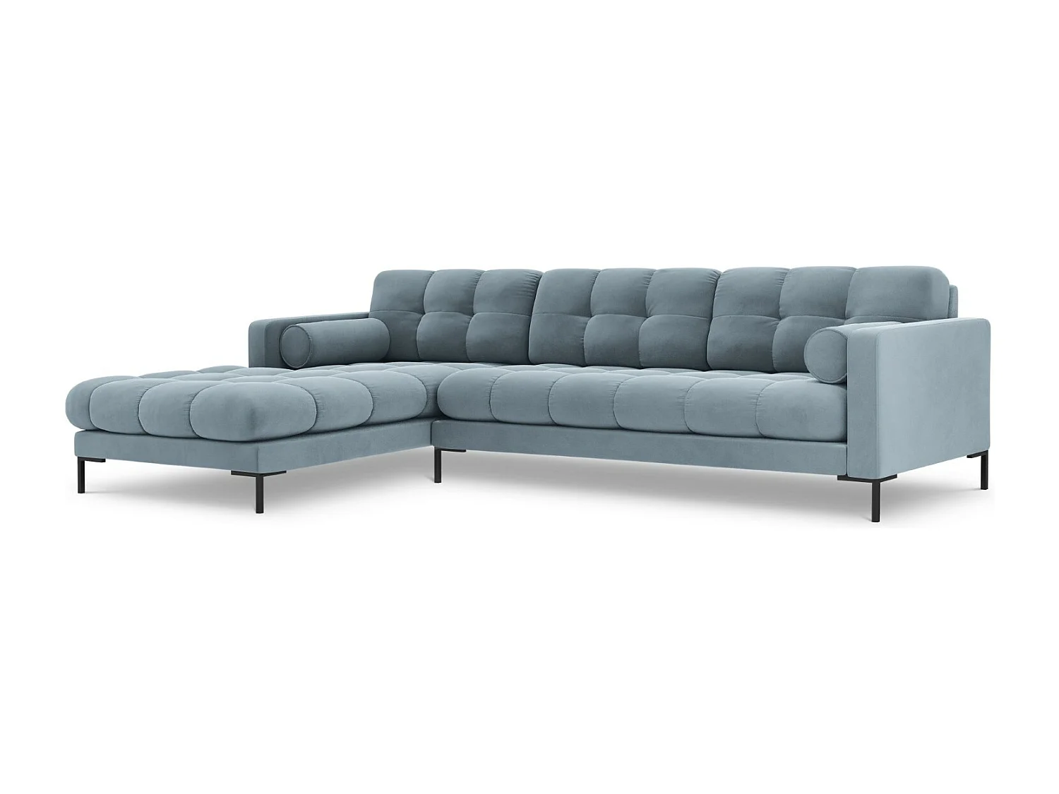 Cosmopolitan Design - Narożnik lewy, "Bali" 5 miejsc welur, niebieski jasny - 293x185x75cm 3746226 - obrazek 1
