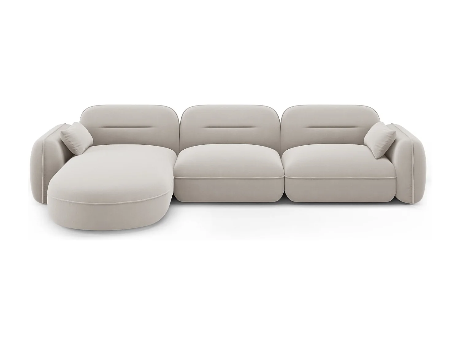Cosmopolitan Design – Narożnik lewy panoramiczny, „Sydney” 4 miejsca welur, beż jasny – 320x165x70cm 3746232