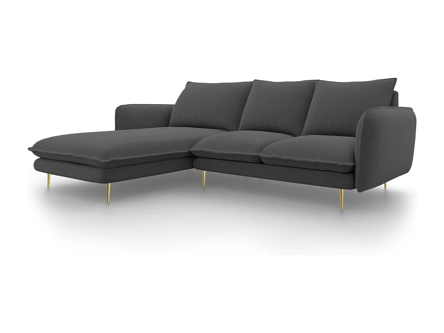 Cosmopolitan Design - Narożnik lewy, "Vienna" 5 miejsc tkanina strukturalna, szary ciemny - 255x170x95cm 3746238 - obrazek 1