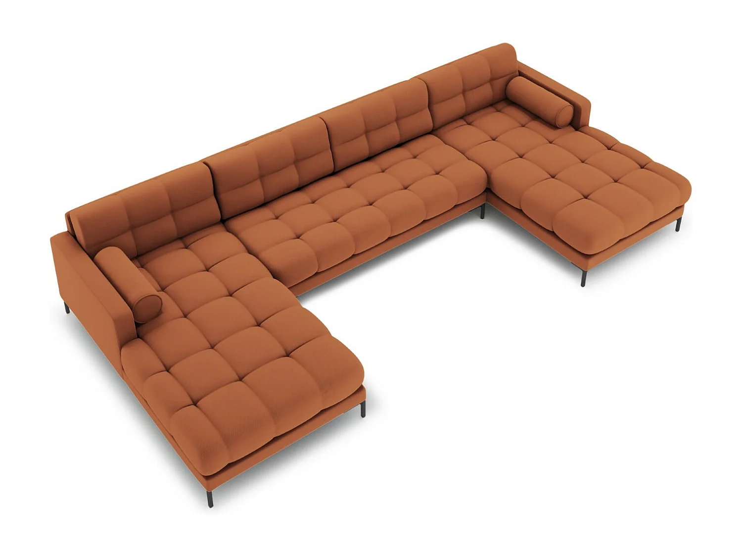 Cosmopolitan Design - Sofa panoramiczna, "Bali" 7 miejsc tkanina strukturalna, cegła - 383x185x75cm 3746252 - obrazek 1