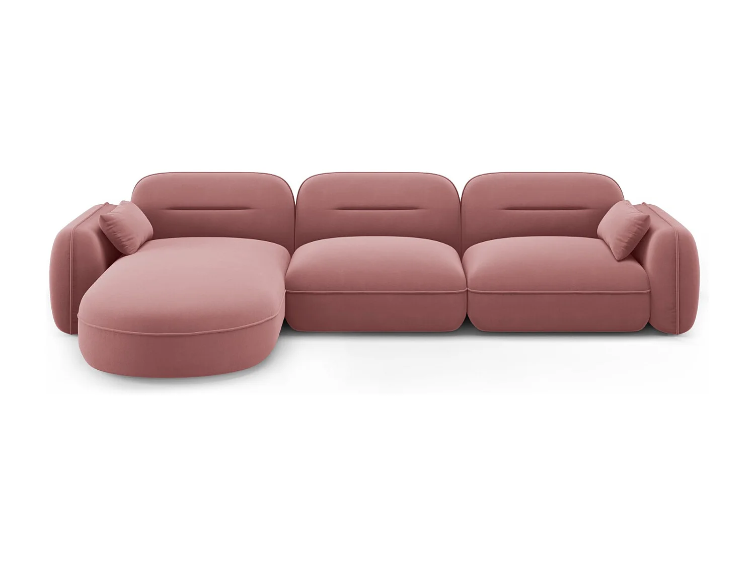 Cosmopolitan Design – Narożnik lewy panoramiczny, „Sydney” 4 miejsca welur, łosoś – 320x165x70cm 3746272