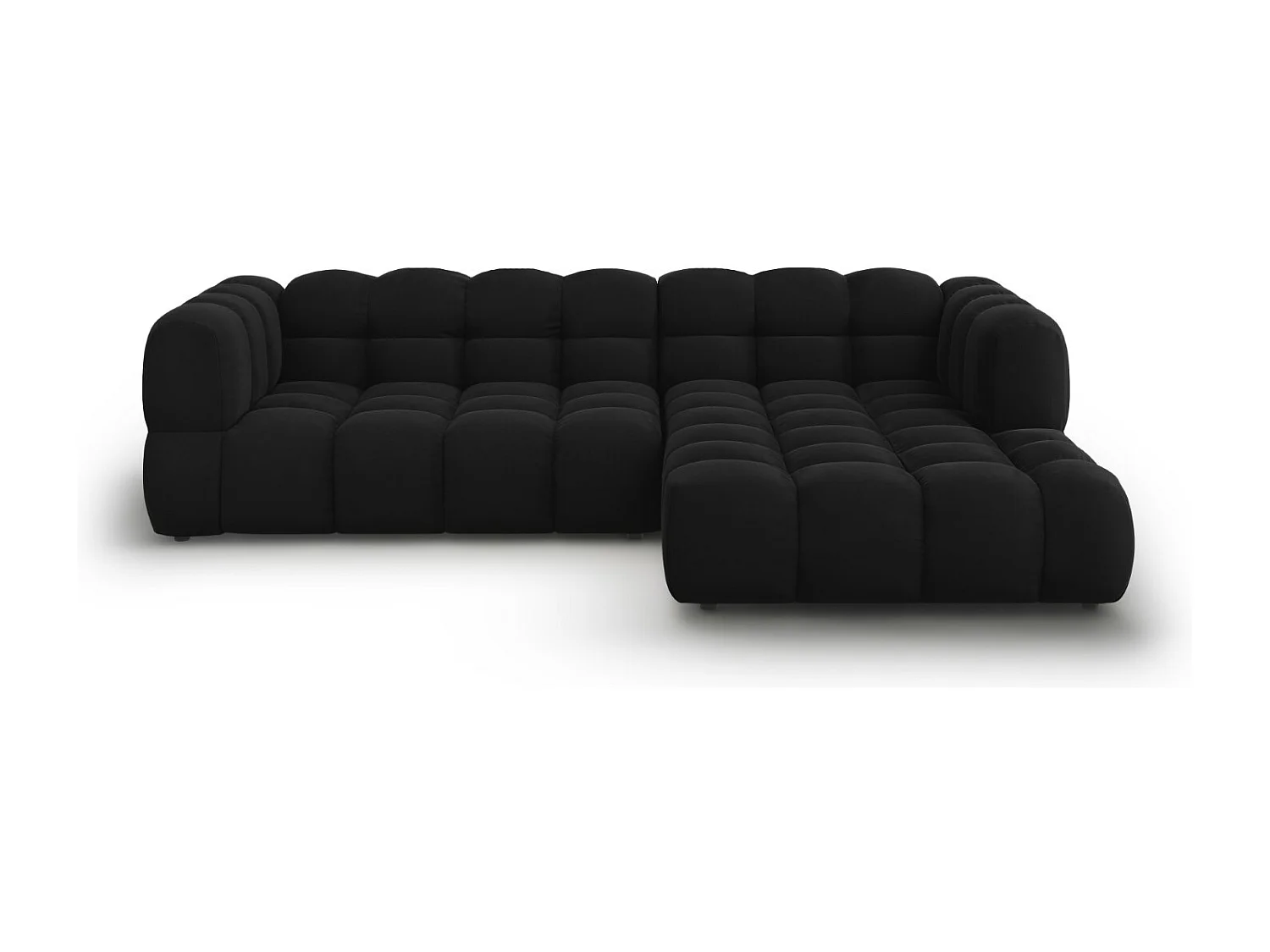 Cosmopolitan Design - Narożnik prawy panoramiczny, "Sky" 4 miejsca welur, czarny - 272x162x75cm 3746278 - obrazek 1