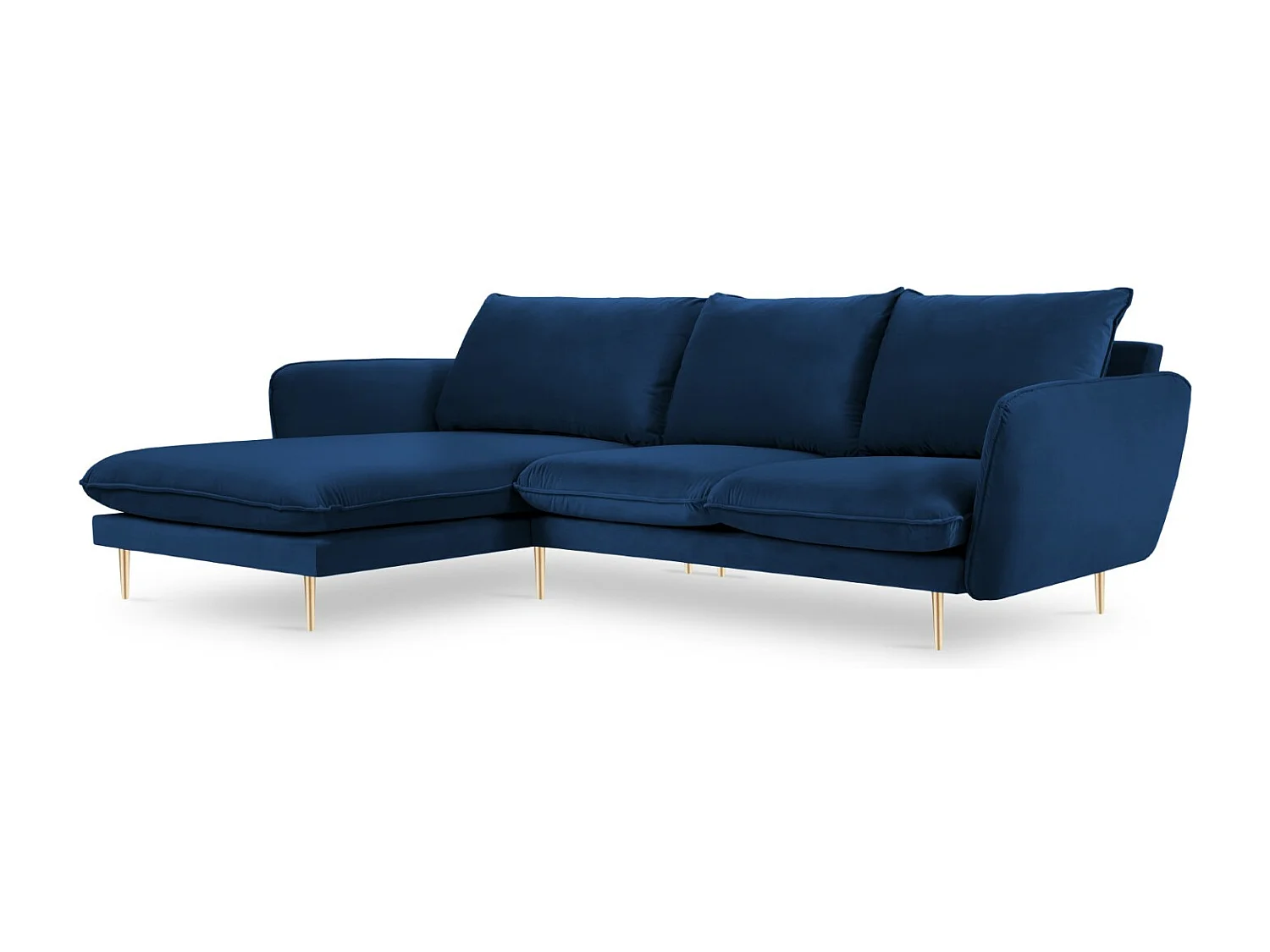 Cosmopolitan Design - Narożnik lewy, "Vienna" 5 miejsc welur, błękit królewski - 255x170x95cm 3746307 - obrazek 1