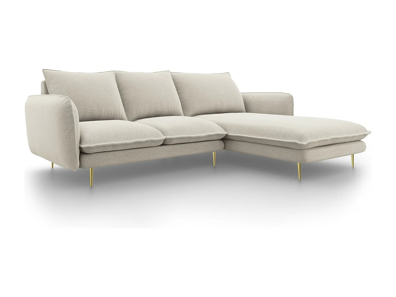 Cosmopolitan Design – Narożnik prawy, „Vienna” 5 miejsc tkanina strukturalna, beż jasny – 255x170x95cm 3746330
